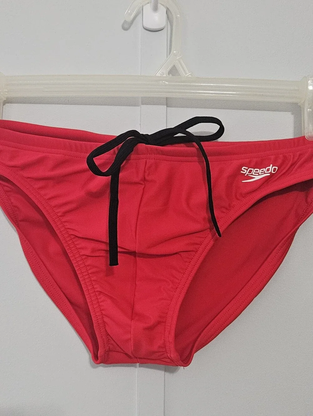 Speedo PowerFlex Eco Size 34 Red Boys Mens Swim Trunks with Elastic Drawstring